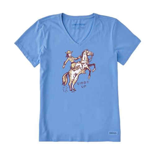 Life is Good Women's Giddy Up Crusher-LITE Vee Cornflwrblue