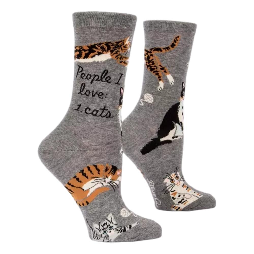 Blue Q Women's People I Love: Cats Crew Socks GRAY