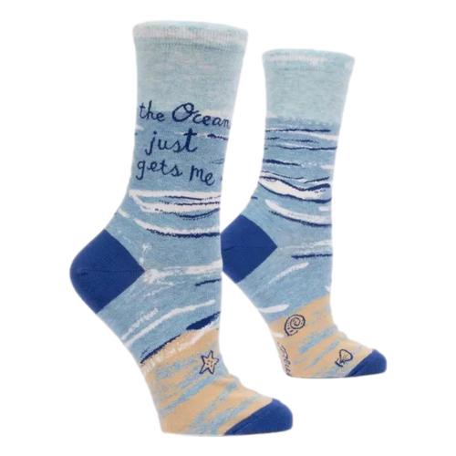 Blue Q Women's The Ocean Just Gets Me Crew Socks Blue