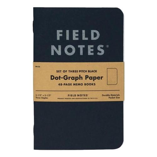 Field Notes Pitch Black Dot-Graph Memo Book 3-Pack