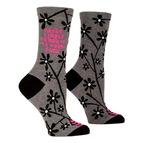 Blue Q Women's To Your Face Crew Socks Gray