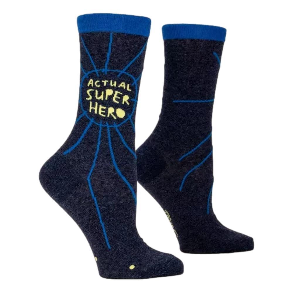 Blue Q Women's Actual Superhero Crew Socks BLACK