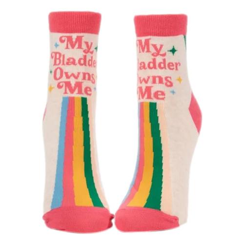 Blue Q Women's My Bladder Owns Me Ankle Socks Rainbow