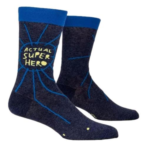 Blue Q Men's Actual Superhero Socks Navy