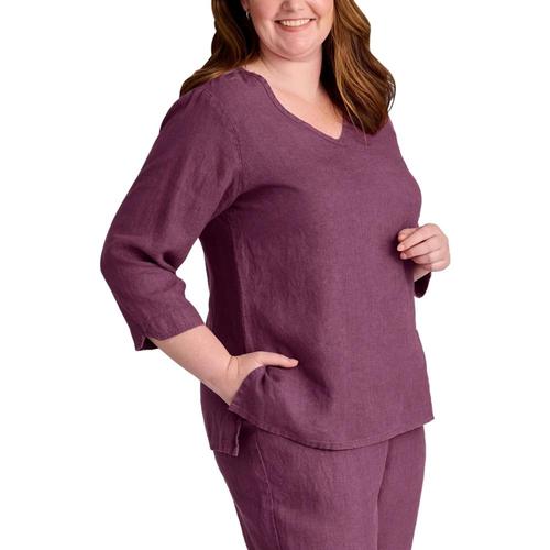 FLAX Women's V Pullover Sangria