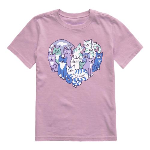 Life is Good Kids Heart of Cats Crusher Tee Violet
