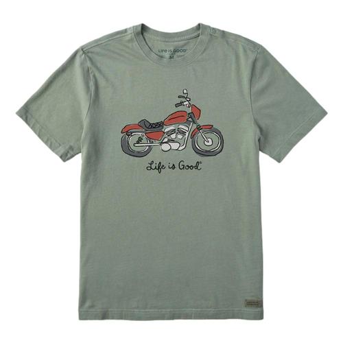 Life is Good Men's Quirky Motorcycle Short Sleeve Crusher-LITE Tee Mossgreen