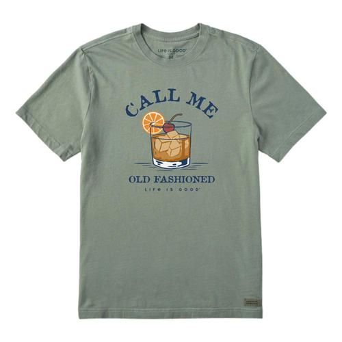 Life is Good Men's Call Me Old Fashioned Short Sleeve Crusher Tee Mossgreen