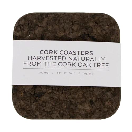 LIGA Set of 4 Smoked Cork Coasters - Square