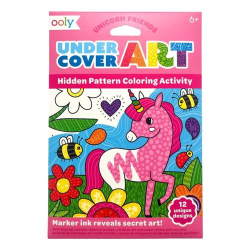 OOLY Undercover Art Hidden Pattern Coloring Activity Art Cards - Unicorn Friends