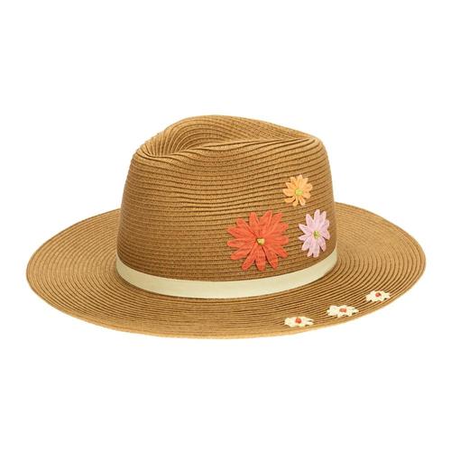 San Diego Hat Company Kids Paperbraid Retro Floral Fedora Dknat_lgdkn