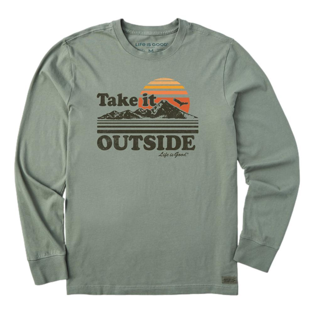 Life is Good Men's Take It Outside Retro Long Sleeve Crusher-LITE Tee MOSSGREEN