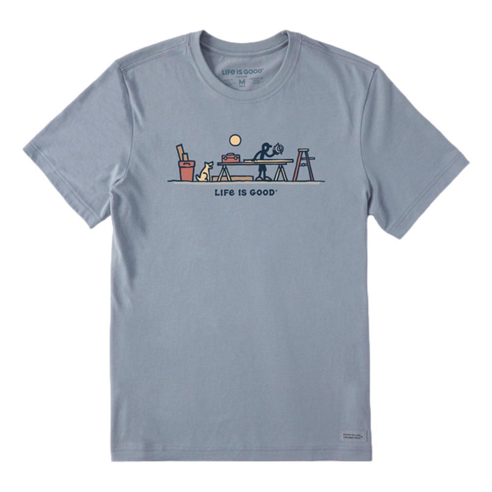 Life is Good Men's Vintage Rocket & Jake Woodwork Vista Short Sleeve Crusher Tee STONEBLUE