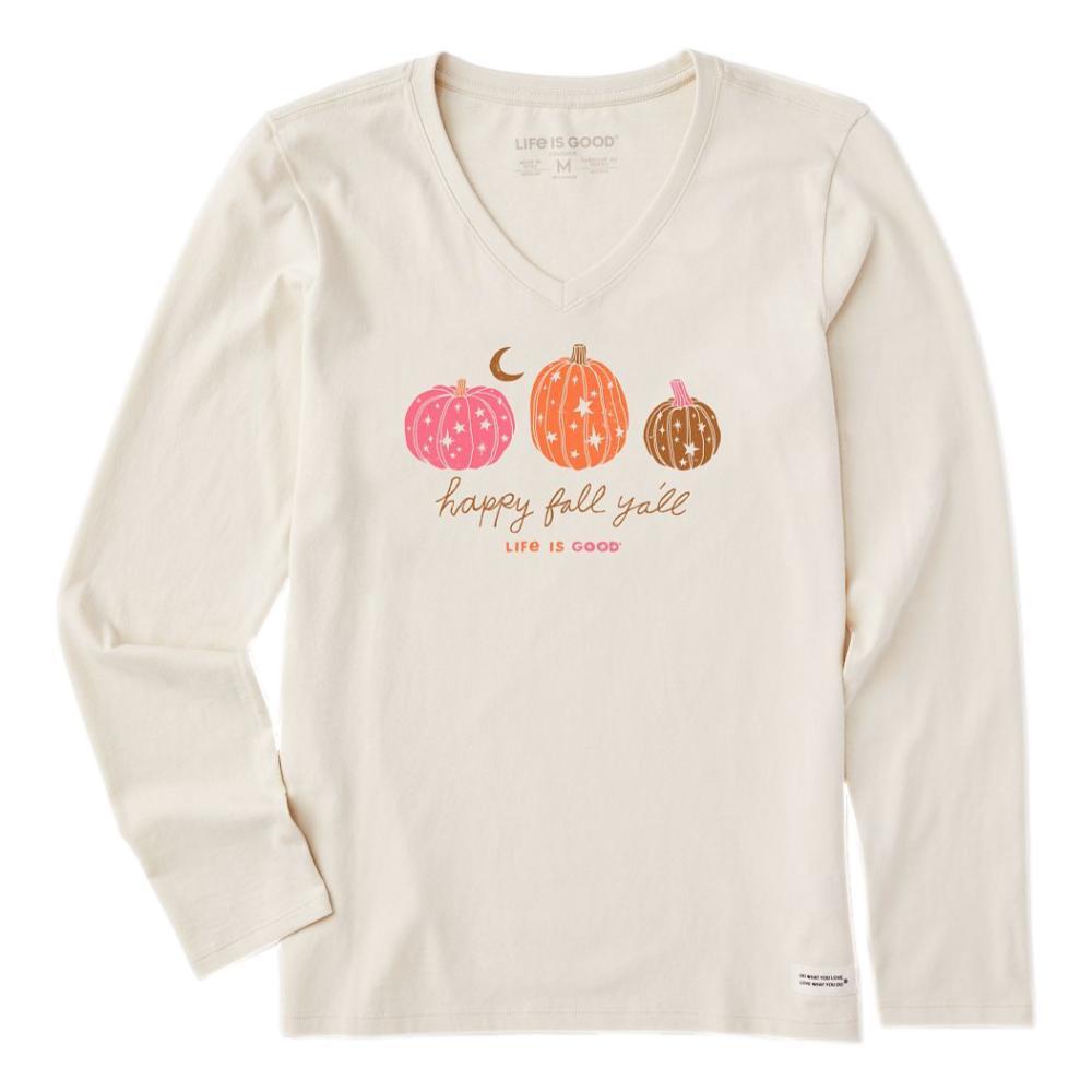 Life is Good Women's Celestial Pumpkins Long Sleeve Crusher Vee PUTTYWHITE