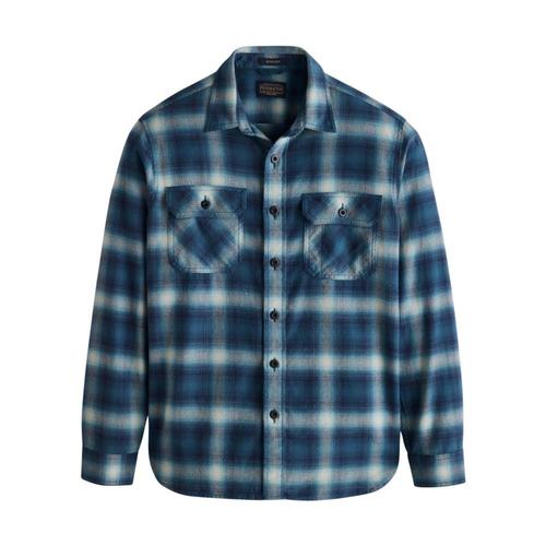 Pendleton Men's Plaid Burnside Doublebrushed Flannel Shirt Blue_79574