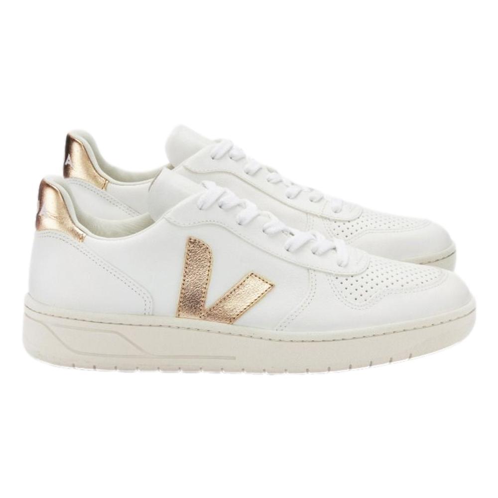 VEJA Women's V-10 Leather Shoes EXTRAWHITE.PLATINE