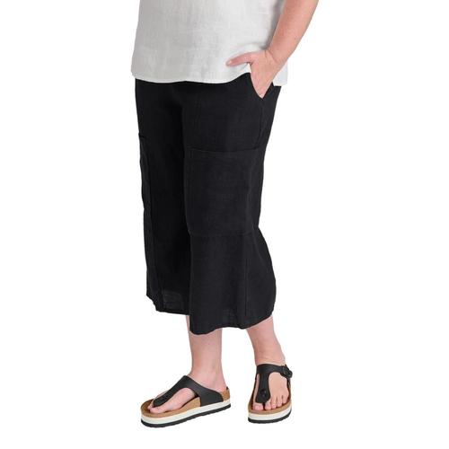 FLAX Women's Flattering Crop Pants Black