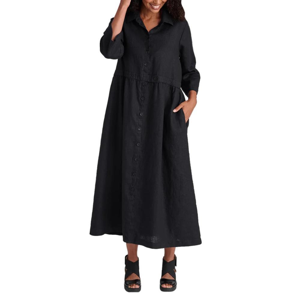 FLAX Women's Button Down Dress BLACK