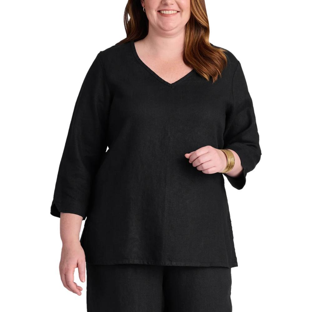 FLAX Women's V Pullover BLACK