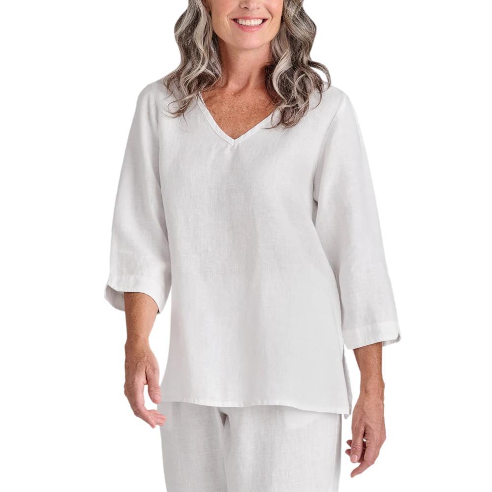 FLAX Women's V Pullover WHITE