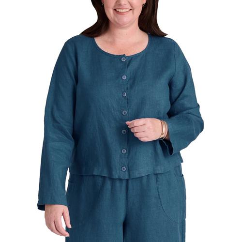 FLAX Women's Cute Cardigan Dkteal