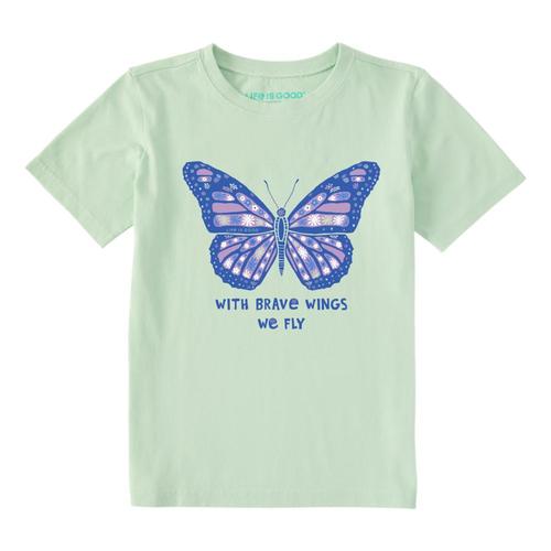 Life is Good Kids With Brave Wings Butterfly Crusher Tee Sagegreen
