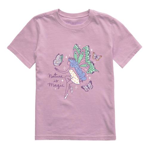 Life is Good Kids Butterfly Fairy Nature is Magic Crusher Tee Violetpurp