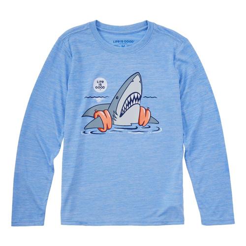 Life is Good Kids Shark Floaty Swim Long Sleeve Sun Crusher Tee Cornblue