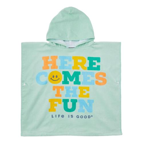 Life is Good Toddlers Wordsmith Here Comes the Fun Fun in the Sun Poncho Sagegreen