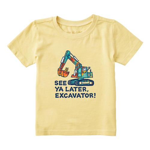 Life is Good Toddlers Tie Dye See You Later Excavator Crusher Tee Sndyyellw