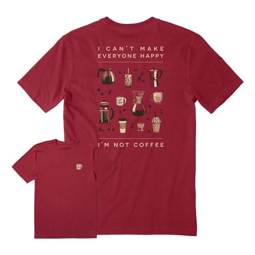 Life is Good Men's Happy Coffee Crusher Tee Cranberryred