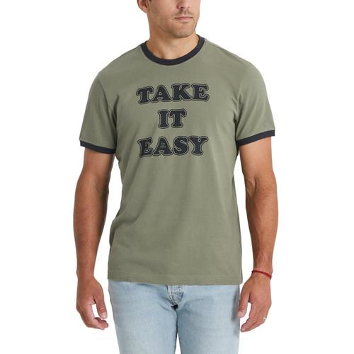 Life is Good Men's Cooper Take It Easy Classic Crusher Ringer Tee Mossgreen