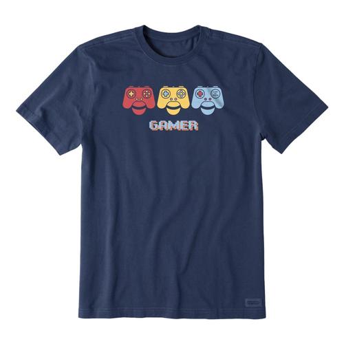 Life is Good Men's Gamer Power Short Sleeve Crusher Tee Darkestblue