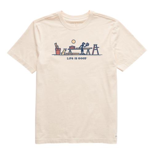 Life is Good Men's Rocket & Jake Woodwork Vista Short Sleeve Crusher Tee Puttywhite