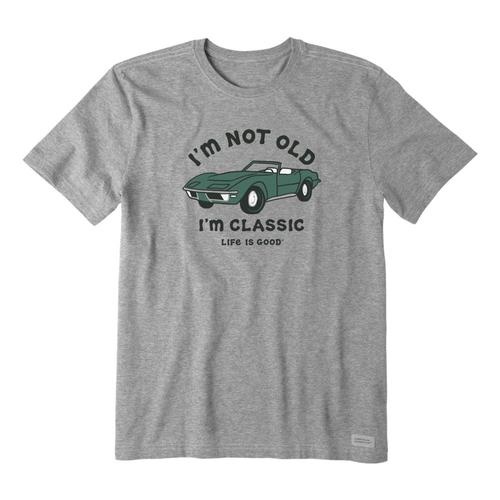 Life is Good Men's I'm Not Old Sports Car Short Sleeve Crusher Tee Heathergray