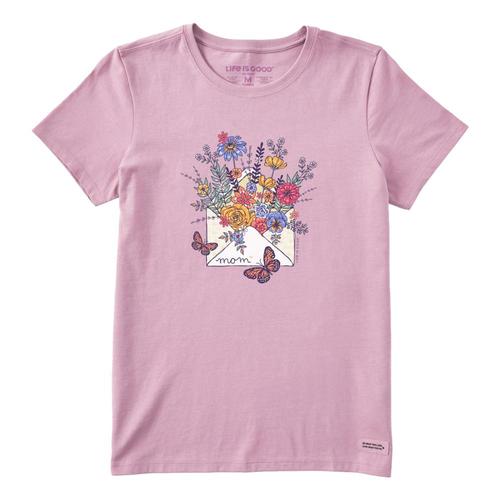 Life is Good Women's Mom Floral Envelope Crusher Tee Violetpurple
