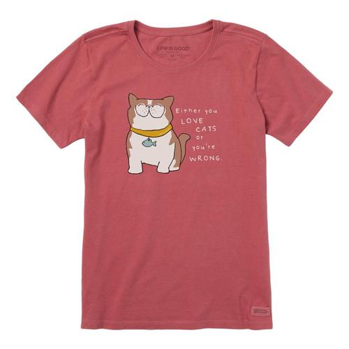 Life is Good Women's Exotic Love Cats Crusher Tee Fadedred