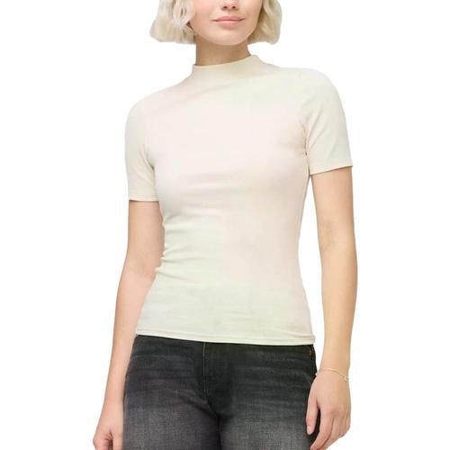 DU/ER Women's Ribbed Pima Mock Neck Tee Ecru_ecr