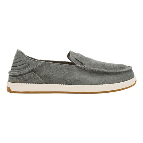 OluKai Men's Kakaha Nia Leather Slip-On Shoes Ash_auau